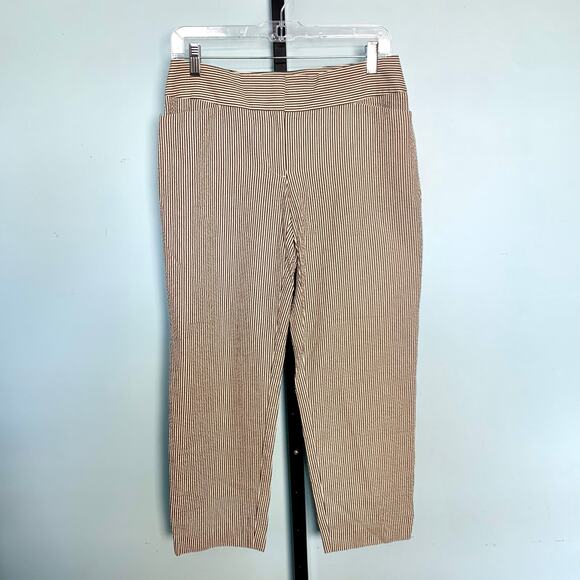 LOFT Julie Seersucker Striped Cropped Pants Size 2 - Picture 2 of 7